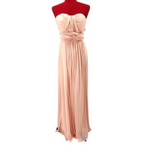 LULU'S XS peach strapless belted bridesmaid formal party maxi gown NEW b29